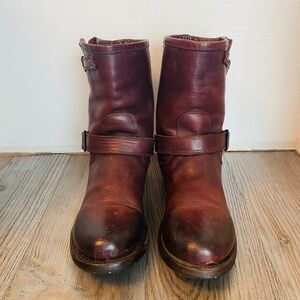 Seal of the Sutro, Womens, Brown Leather Engineer Biker Boots, 9.5.
